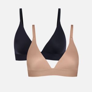 Glacé Triangle Bra in Buff + Black (Pack)