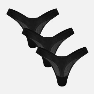Sieve Dipped Thong in Black (Pack)