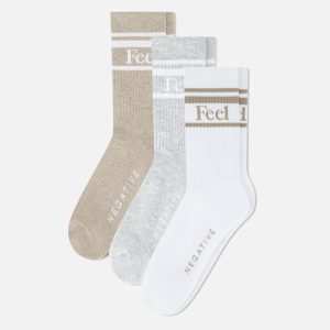Feel Good Varsity Sock Trio in Toast (Pack)