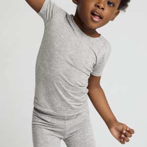 My Mini Tee + Short Set in Heather Grey