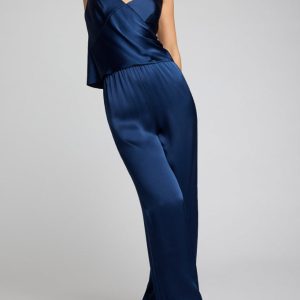Eclipse Washable Silk Track Pant in Navy
