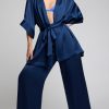 Thumbnail image #3 of Eclipse Washable Silk Mini Robe in Navy