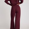Thumbnail image #3 of Waffle Knit Cropped Track Pant in Garnet