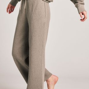 Waffle Knit Cropped Track Pant in Mink