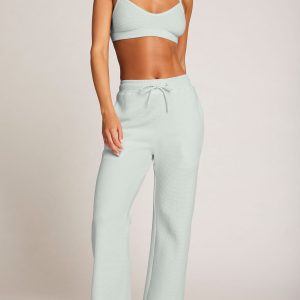 Waffle Knit Cropped Track Pant in Mist