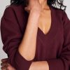 Thumbnail image #1 of Waffle Knit Deep V in Garnet