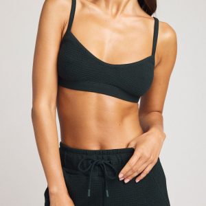 Waffle Knit Lounge Bralette in Cypress
