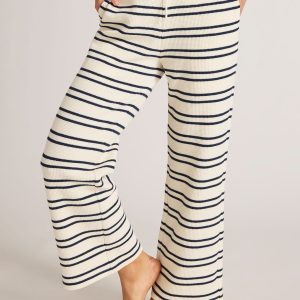Waffle Knit Cropped Track Pant in Sailor