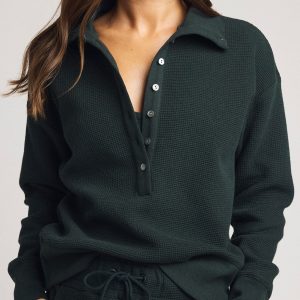 Waffle Knit Pullover in Cypress