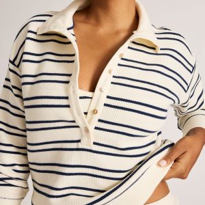 Waffle Knit Pullover in Sailor