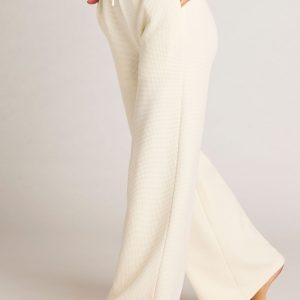 Waffle Knit Track Pant in Cream