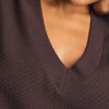 Thumbnail image #2 of Waffle Knit Deep V in Ganache