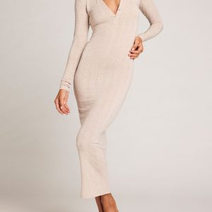Whipped Henley Dress in Sand