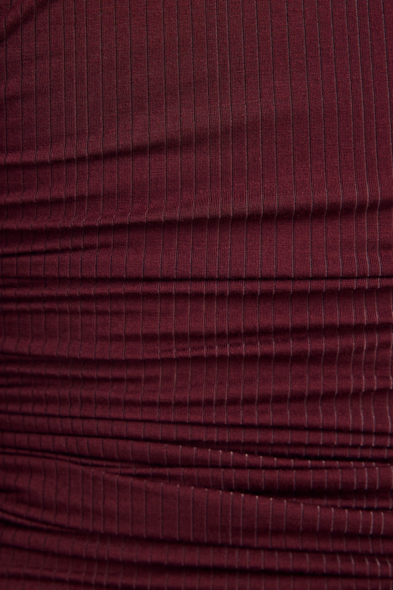 Garnet ribbed knit henley fabric with fine vertical texture