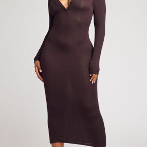 Whipped Henley Dress in Ganache