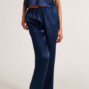 Eclipse Washable Silk Drawstring Pant in Navy