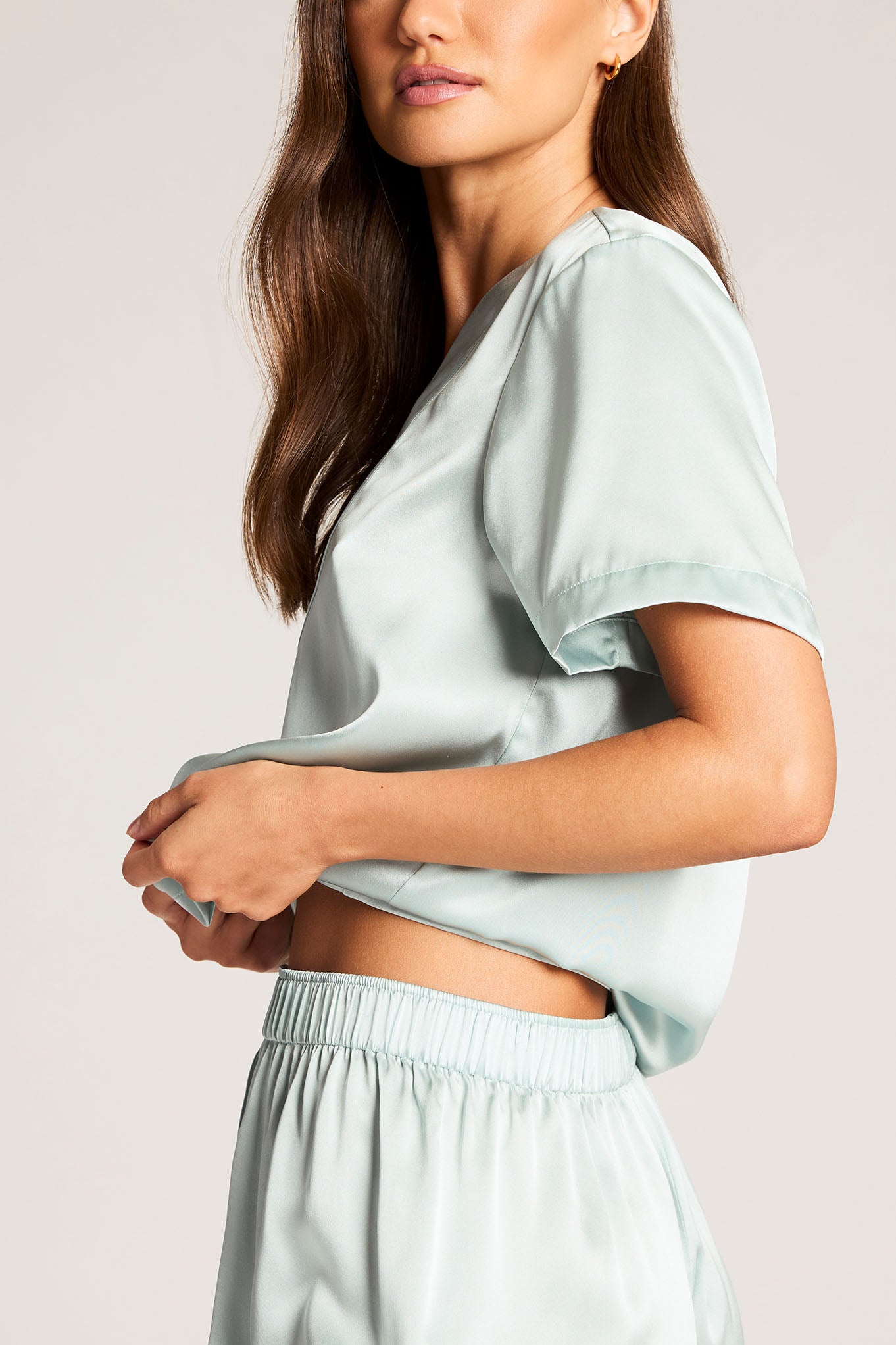 Eclipse Washable Silk V-Top in Mist